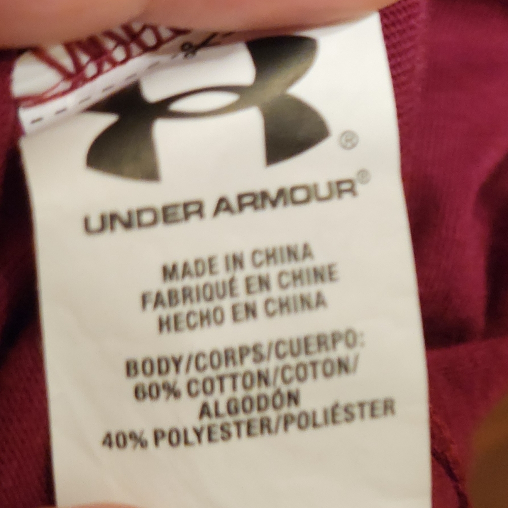 Under Armour Unisex Burgundy Tee with Camo Logo Heat Gear Wicking Size Large - Picture 10 of 13